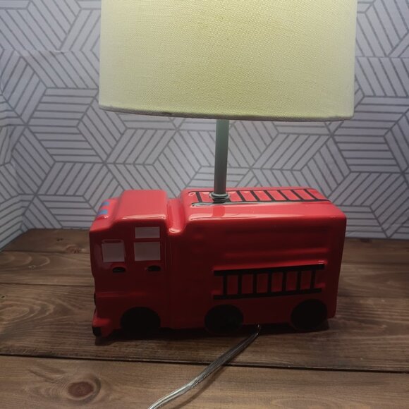Target Red Ceramic Fire Truck Engine Bedside Table Lamp - Picture 8 of 12